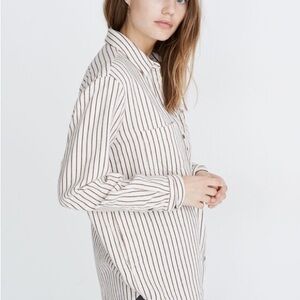 100% Cotton Madewell Striped Cream and Black Blouse